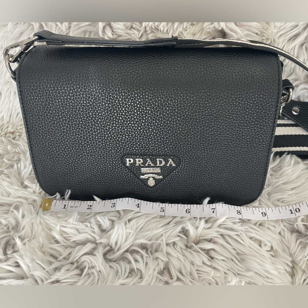 Fashion Black Pebbled Leather Crossbody Bag - Picture 8 of 12
